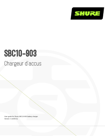Shure SBC10-903 Battery Charger Mode d'emploi | Fixfr