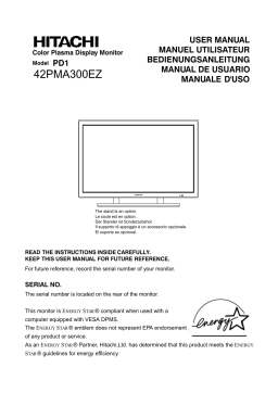 Hitachi 42PMA300EZ Manuel utilisateur