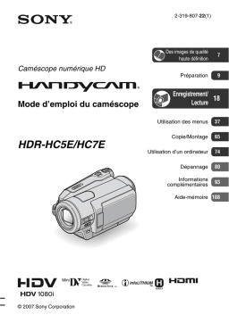 Sony HDR-HC5E Mode d'emploi