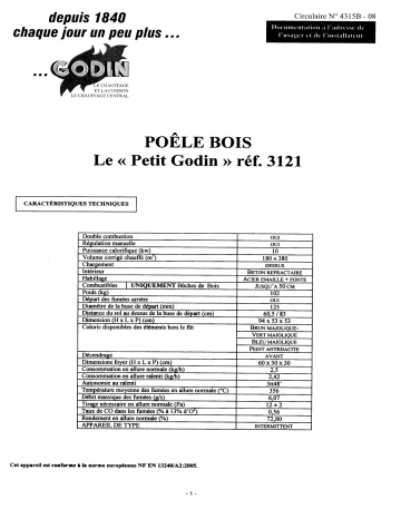 Manuel du propriétaire | Godin 3121 PETIT GODIN Manuel utilisateur | Fixfr