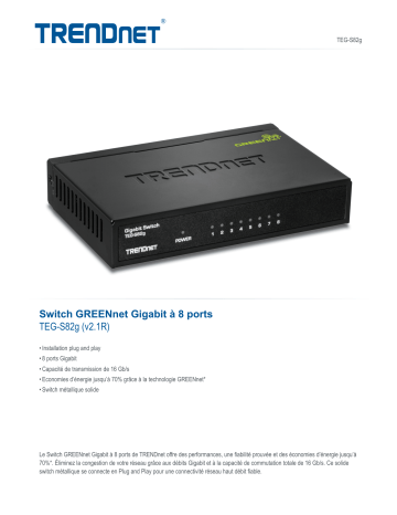 Trendnet TEG-S82g 8-Port Gigabit GREENnet Switch Fiche technique | Fixfr