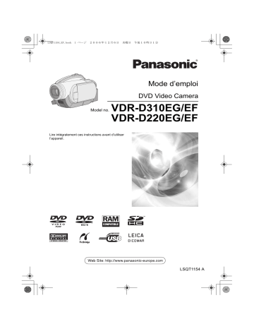 VDR D220 EF | VDR D310 EG | VDR D310 EF | Panasonic VDR D220 EG Mode d'emploi | Fixfr