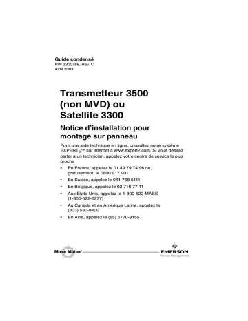 Micro Motion Transmetteur 3500 non MVD ou Satellite 3300 Guide d'installation | Fixfr