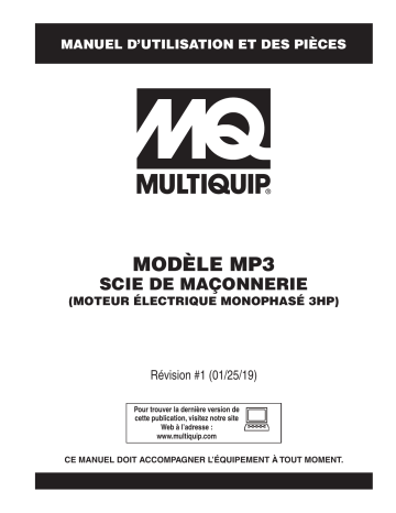 Mode d'emploi | MQ Multiquip MP3 Scies a béton Manuel utilisateur | Fixfr