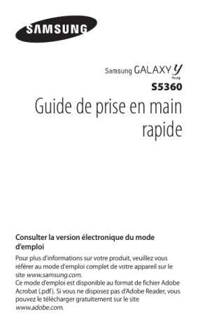 Manuel du propriétaire | Samsung GT-S5360 Galaxy Young Manuel utilisateur | Fixfr