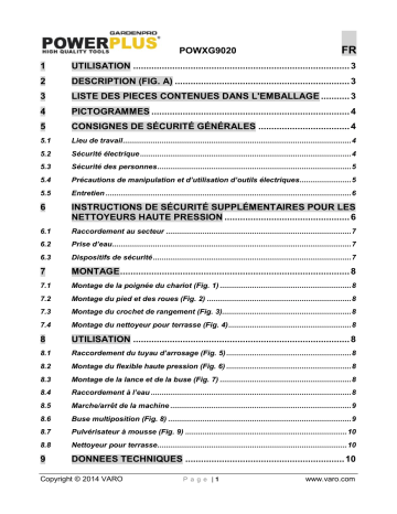 Manuel du propriétaire | Powerplus POWXG9020 Manuel utilisateur | Fixfr