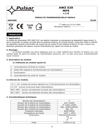 Mode d'emploi | Pulsar AWZ520 Manuel utilisateur | Fixfr