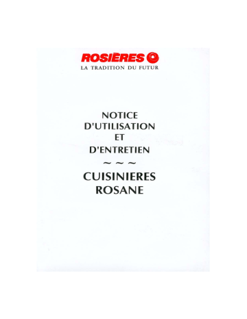 Manuel du propriétaire | ROSIERES BM 541 RU Cuisinière Manuel utilisateur | Fixfr