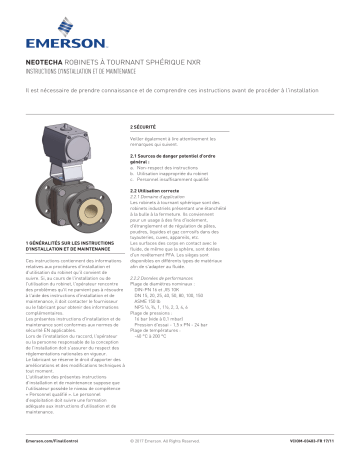 Neotecha Model NXR PFA Lined Ball Valves IOM Manuel du propriétaire | Fixfr