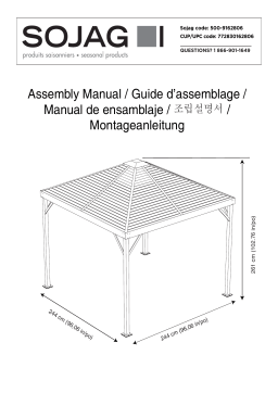 Sojag 500-9162806 8 ft. D x 8 ft. W Sanibel Aluminum Gazebo with Galvanized Steel Roof Panels and Nylon Mosquito Netting Manuel utilisateur