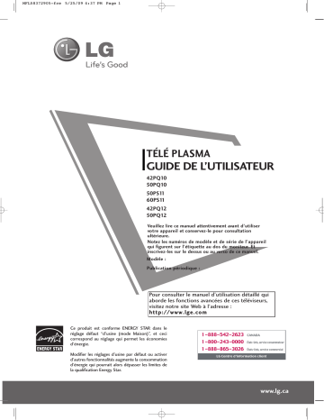 LG 60PS11 Manuel du propriétaire | Fixfr