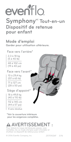 Evenflo Symphony Car Seat Manuel utilisateur | Fixfr