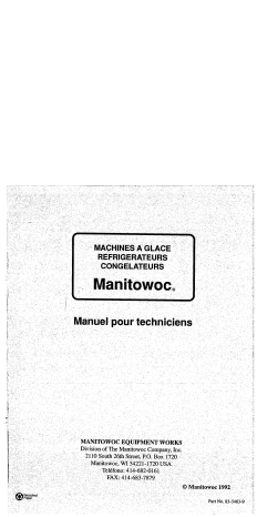 Manitowoc Ice E & G Model Technician's Handbook Manuel utilisateur | Fixfr