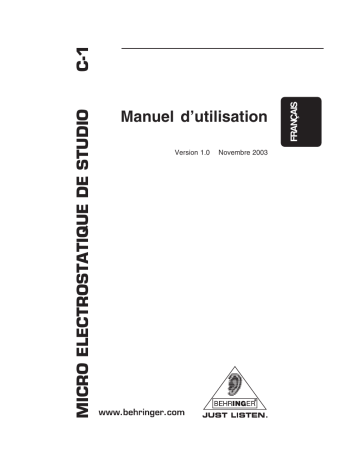 Manuel du propriétaire | Behringer C-1 Manuel utilisateur | Fixfr