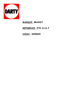 Brandt ETE 6116F Manuel utilisateur