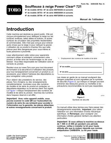 Power Clear 721 E Snowthrower | Power Clear 721 QZE Snowthrower | Toro Power Clear 721 R Snowthrower Manuel utilisateur | Fixfr
