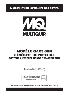 MQ Multiquip GAC36HR Manuel utilisateur