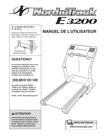 NETL81905.0 | E 3200 | NordicTrack E3200 Manuel utilisateur | Fixfr