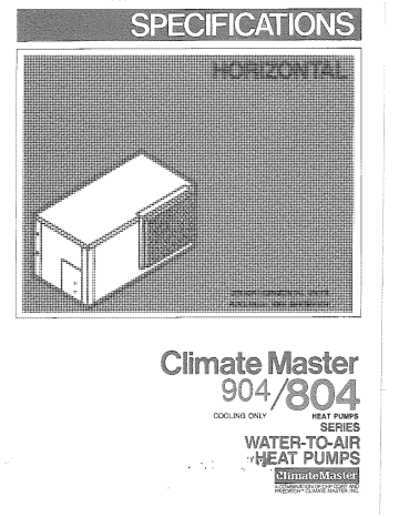 ClimateMaster Horizontal WSHP 804 Specification 4/87 spécification | Fixfr