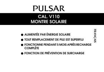 Mode d'emploi | Pulsar V110 Manuel utilisateur | Fixfr