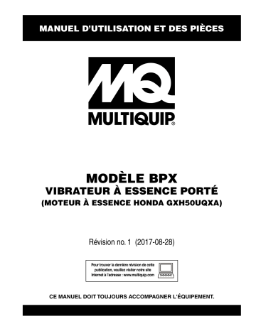 Mode d'emploi | MQ Multiquip BPX Manuel utilisateur | Fixfr