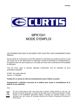 Curtis MPK 1041 Mode d'emploi