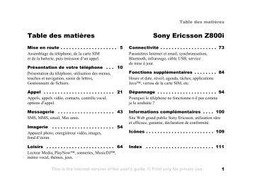 Manuel du propriétaire | Sony Ericsson Z800i Manuel utilisateur | Fixfr