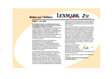 Manuel du propriétaire | Lexmark Z12 Manuel utilisateur | Fixfr