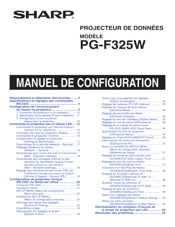 Manuel du propriétaire | Sharp PG-F325W Manuel utilisateur | Fixfr