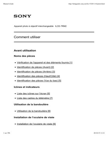 α 7R II | Sony ILCE 7R M2 Manuel utilisateur | Fixfr