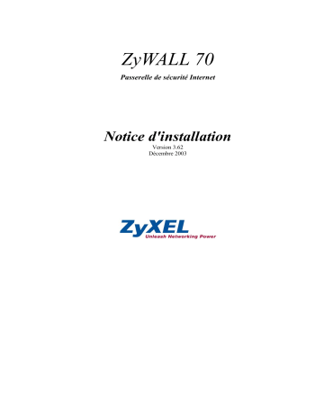 Manuel du propriétaire | ZyXEL ZyWALL 70 Manuel utilisateur | Fixfr