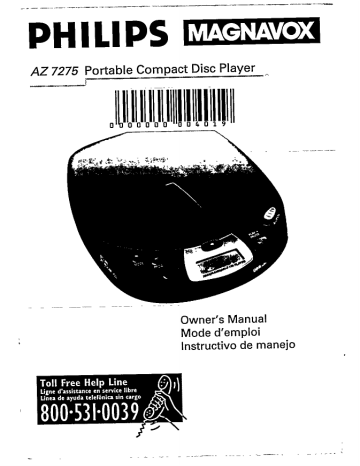 Magnavox AZ7275 CD Player User Manual | Fixfr