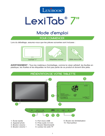MFC146 FR | Lexibook LexiTab 7 Mode d'emploi | Fixfr