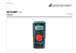 Gossen MetraWatt METRAHIT CAL Operating instrustions