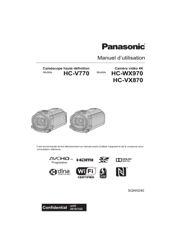 Manuel du propriétaire | Panasonic HC-V777EG-K Manuel utilisateur | Fixfr