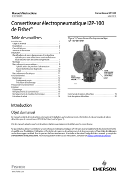 Fisher Convertisseur électropneumatique i2P-100 de ( i2P-100 Electro-Pneumatic Transducer) Manuel du propriétaire