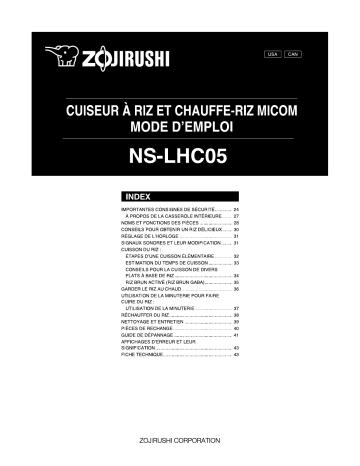 Manuel du propriétaire | Zojirushi NS-LHC05 Manuel utilisateur | Fixfr
