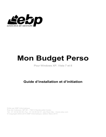 EBP Mon Budget Perso 2015 Manuel utilisateur | Fixfr