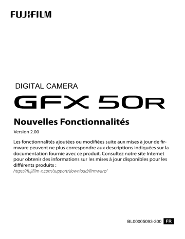 Manuel du propriétaire | Fujifilm GFX 50R Camera Manuel utilisateur | Fixfr