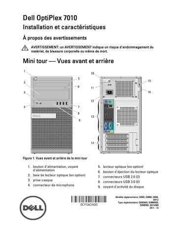 Dell OptiPlex 7010 desktop Guide de démarrage rapide | Fixfr