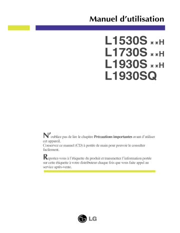 Manuel du propriétaire | LG L1730SSNHN Manuel utilisateur | Fixfr