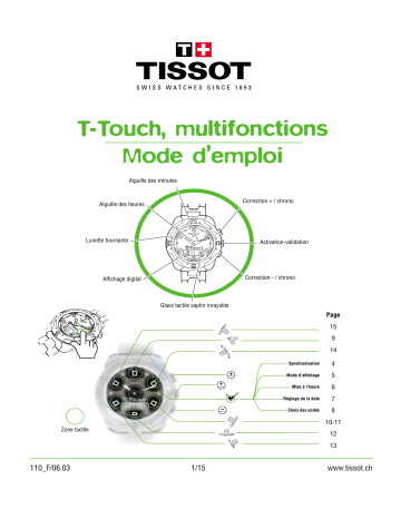 Manuel du propriétaire | Tissot T-Touch Manuel utilisateur | Fixfr
