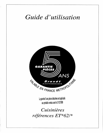 Manuel du propriétaire | Brandt ETB62 Manuel utilisateur | Fixfr