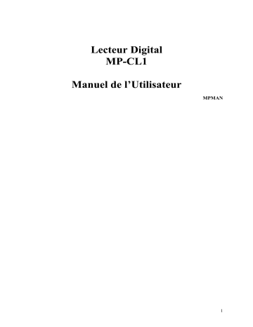 Mode d'emploi | MPMan MP CL1 Manuel utilisateur | Fixfr