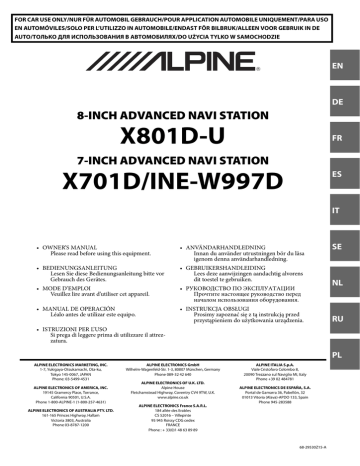 INE-W997DC | INE-W997D | X801D-U | Alpine Electronics X701D Mode d'emploi | Fixfr