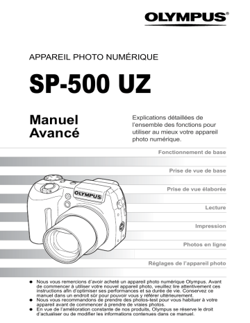 Olympus SP500 UZ Manuel utilisateur | Fixfr