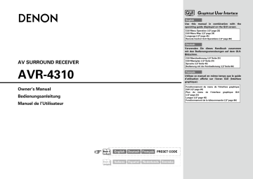 Manuel du propriétaire | Denon AVR-4310 Manuel utilisateur | Fixfr