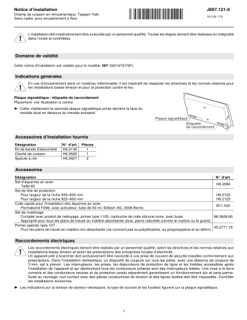 V-ZUG 007 Hob GK16TEYSF Teppan Yaki Guide d'installation | Fixfr