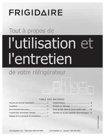 FFTR1022QB | Manuel du propriétaire | Frigidaire FFET1222QS Manuel utilisateur | Fixfr