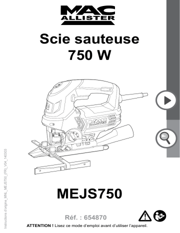 Manuel du propriétaire | Mac Allister MEJS750 Manuel utilisateur | Fixfr